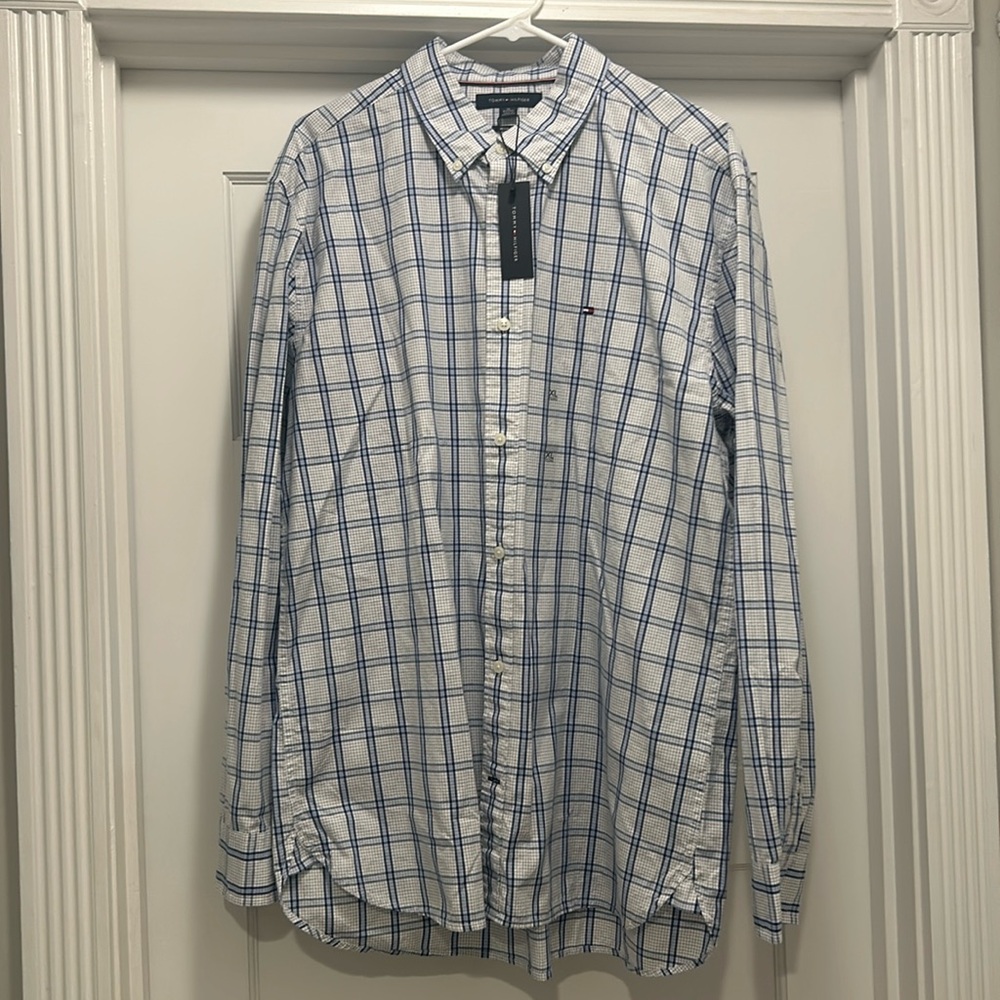 Tommy Hilfiger - Blue/White Plaid Button Down, NWT , XL Regular Fit